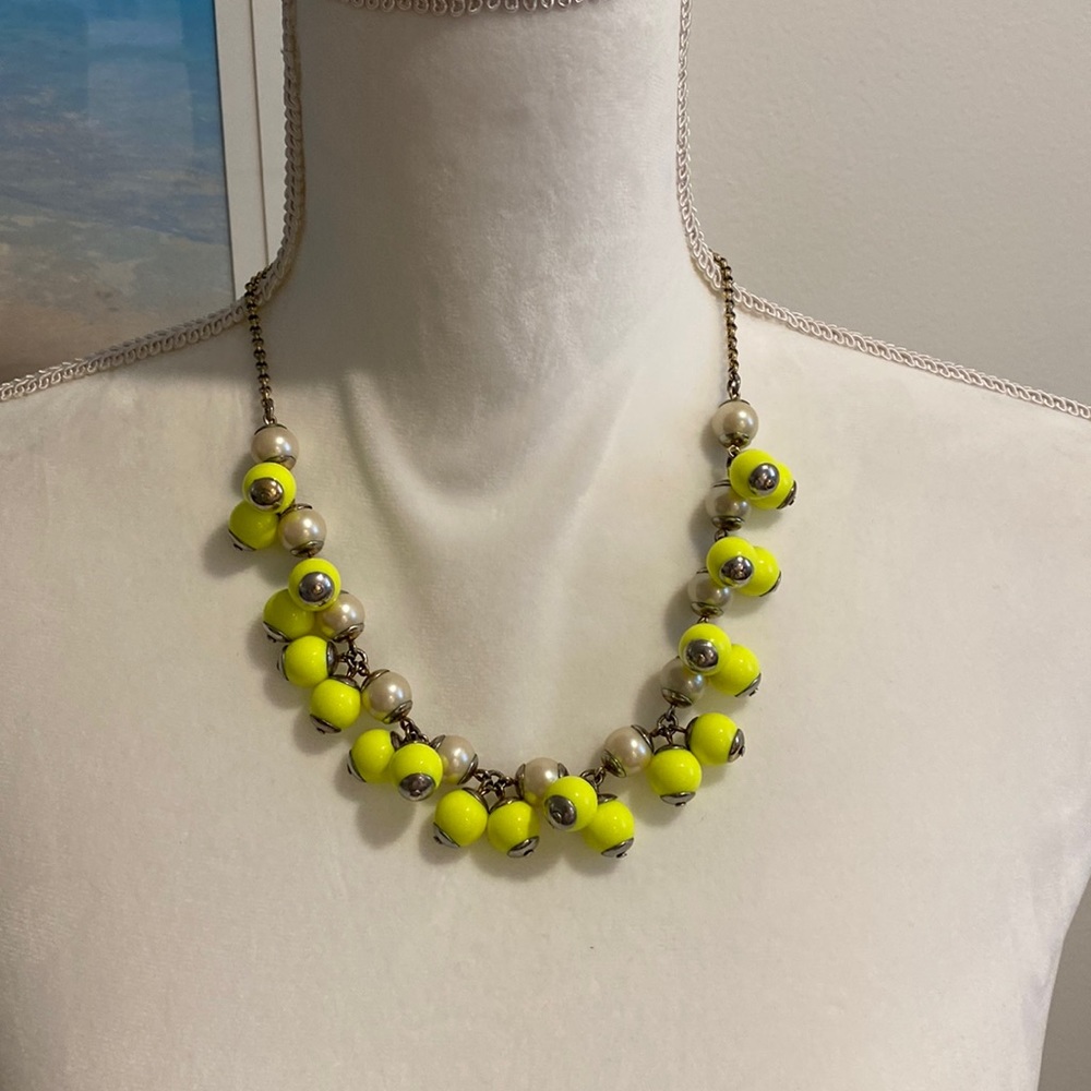 J. Crew Chartreuse pearl beaded necklace